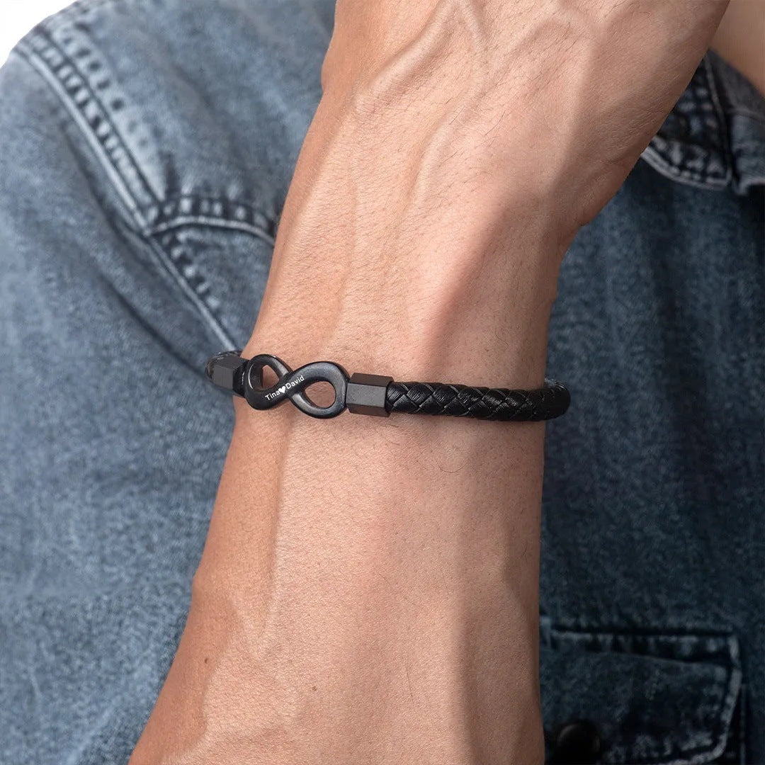 To My Man Custom Names Love You Forever And Always Infinity Leather Bracelet For Husband Dad Son A&S Collection