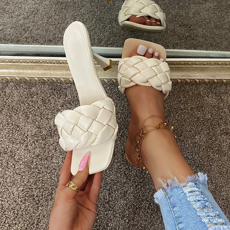Sexy high-heeled woven sandals in European and American styles, comfortable in large sizes. A&S Collection