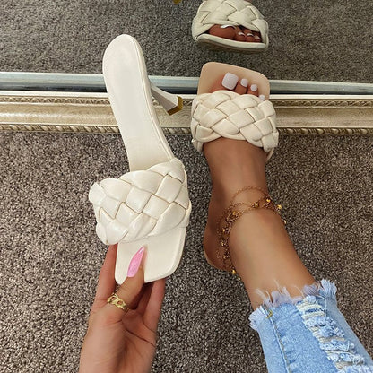 Sexy high-heeled woven sandals in European and American styles, comfortable in large sizes. A&S Collection