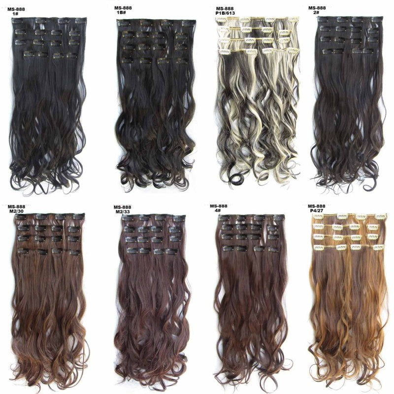 Ultra-realistic long curly hair extensions, invisible and traceless, 7-piece set A&S Collection