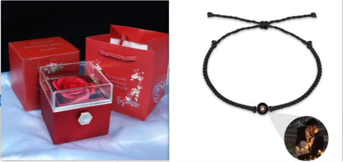 Rotating Soap Flower Rose Gift Box Creative Rotating Rose Jewelry Packaging Box Valentine's Day Gift For Women A&S Collection