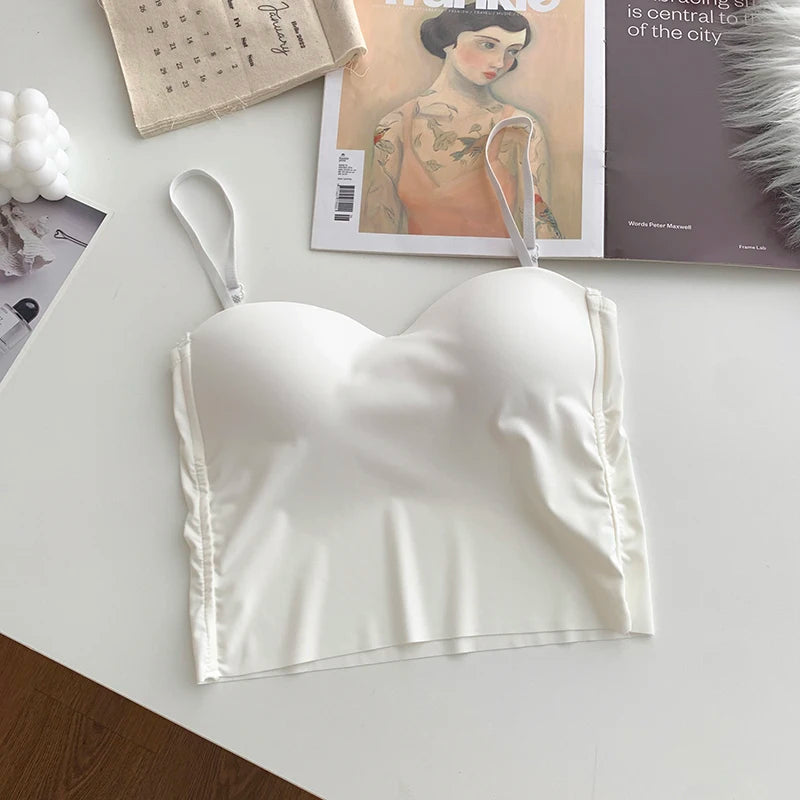 ITOOLIN Fashion Backless Tank Tops Cute Crop Tops For Women Slim Elastic Camisole Ice Silk Women Spaghetti Camis With Bra Pad A&S Collection