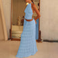 2pcs Women's Dress Suit Sexy Sleeveless Backless Cropped Halter Top And Pleated Long Skirt Beach Clothing A&S Collection