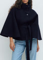 Winter High Neck Batwing Sleeve Coat With Belt Fashion Loose Elegant Button Top Trench Coat For Women Clothing A&S Collection