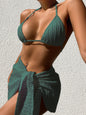 Elegant 3-Piece Halterneck Bikini Set with Mesh Skirt - Perfect for Summer Beach Vibes! CJ
