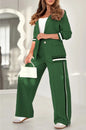 2 Pcs Set Women Suit Coat Pants Suit Lapel Long Sleeves Lady Jacket Wide Leg High Waist Trousers Female Commuting Office Outfit A&S Collection