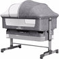 3-in-1 Bedside Crib With Mosquito Net, Large Storage Bag, Comfortable Mattress With Lockable Wheels, Grey CJ