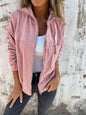 Corduroy Hooded Zip-up Jacket With Pockets Fashion Casual Drawstring Tops Outerwear Women's Clothing CJ