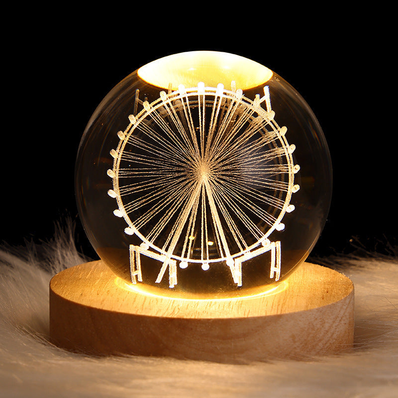 Luminous Starry Sky And Planets Moon Moon Crystal Ball Small Night Lamp Projection Ambience Light Creative Gift New Strange Gift A&S Collection