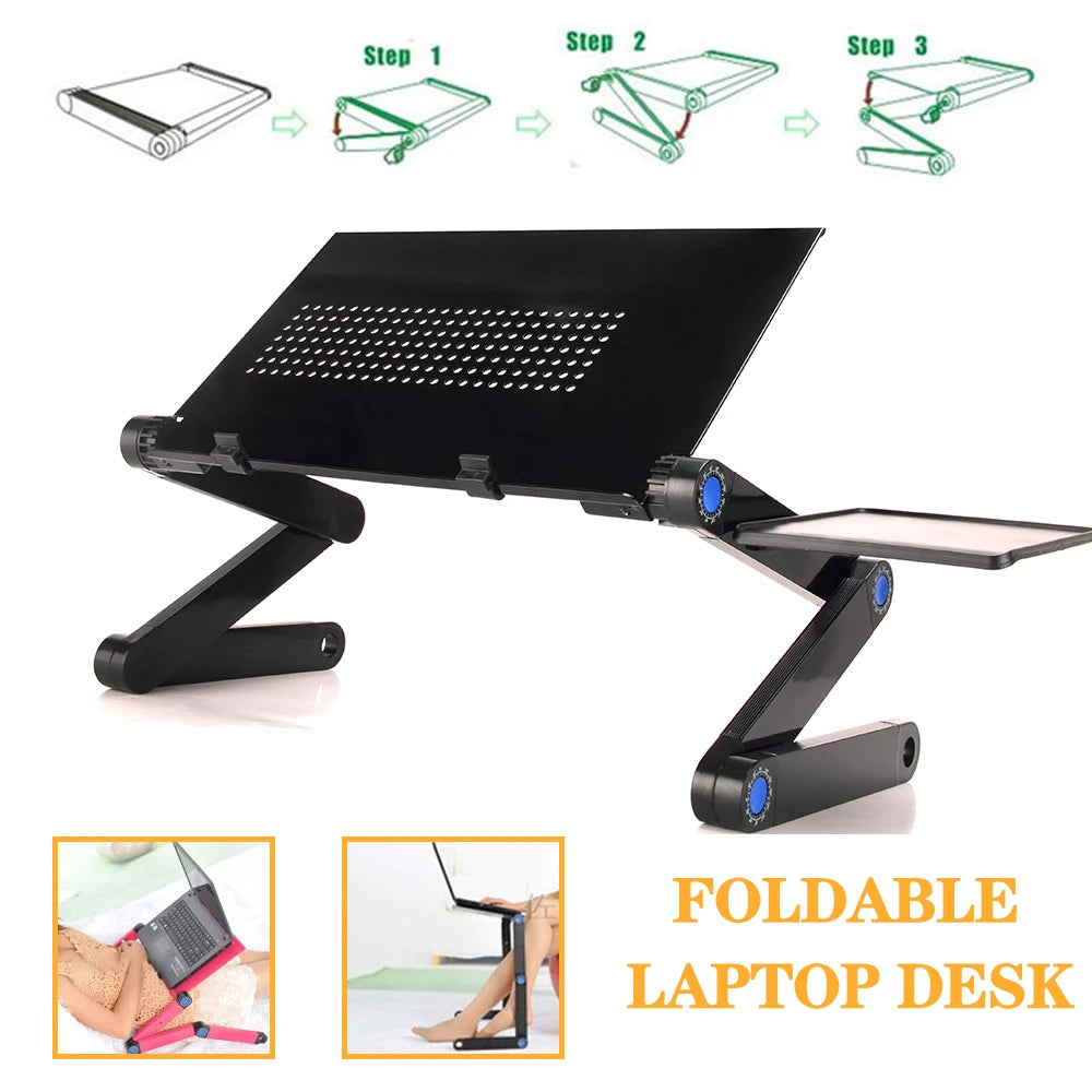 Adjustable Laptop Desk Stand Portable Aluminum Ergonomic Lapdesk For TV Bed Sofa PC Notebook Table Desk Stand With Mouse Pad A&S Collection