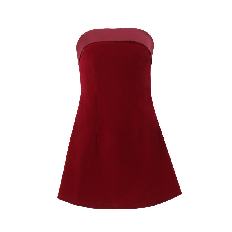 Chic Tube-Top A-Line Dress with Zipper - Perfect for Parties and Evening Glam! CJ