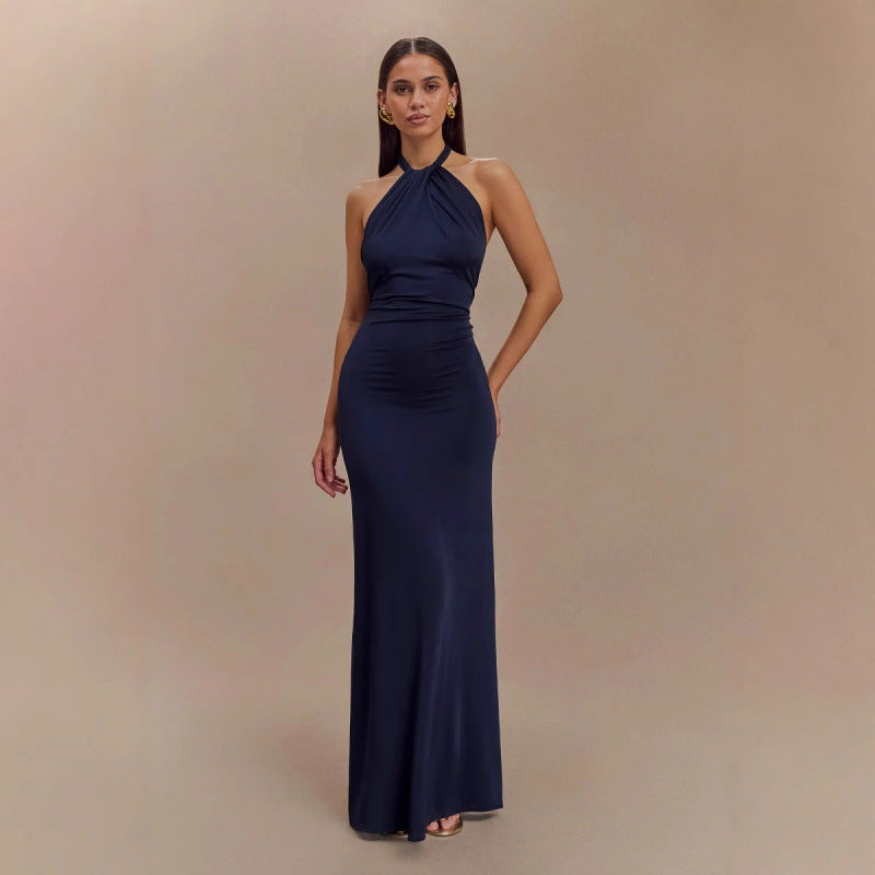 Ins Bodycon Halter Dress Sexy Backless Slim Fit Waist Slimming Maxi Dresses Prom Party Club Clothing For Women A&S Collection