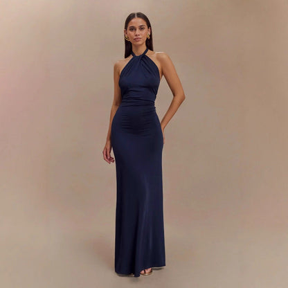 Ins Bodycon Halter Dress Sexy Backless Slim Fit Waist Slimming Maxi Dresses Prom Party Club Clothing For Women A&S Collection