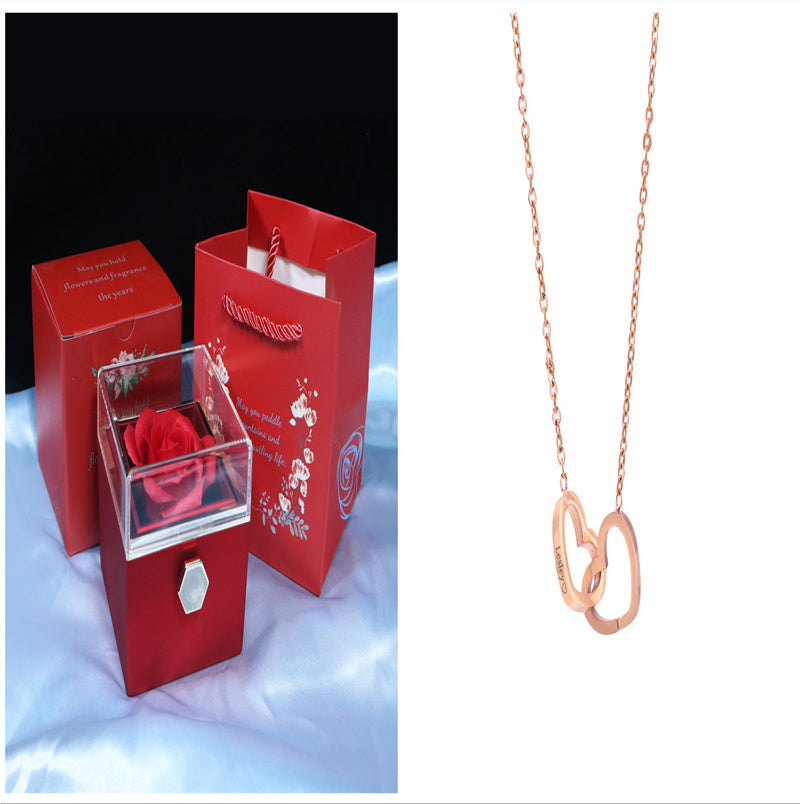 Rotating Soap Flower Rose Gift Box Creative Rotating Rose Jewelry Packaging Box Valentine's Day Gift For Women A&S Collection