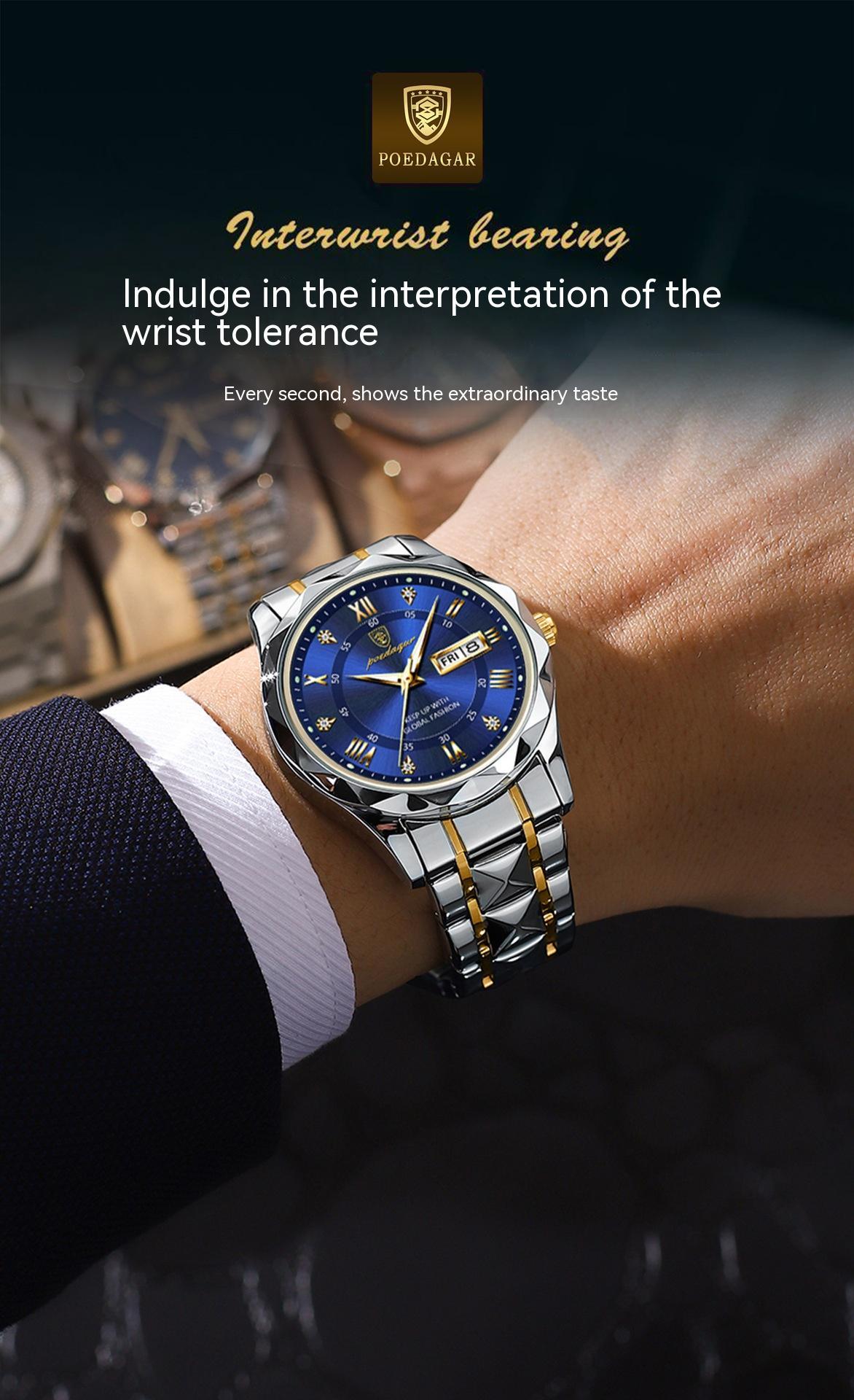 Men's Waterproof Double Calendar Luminous Quartz Watch A&S Collection