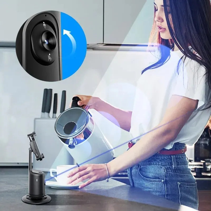 360° Auto Face Tracking AI Gimbal | Smart Phone Holder for Vlogging, Video, and Live Streaming Stabilizer Tripod CJ