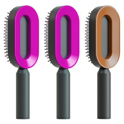 Self Cleaning Hair Brush For Women One-key Cleaning Hair Loss Airbag Massage Scalp Comb Anti-Static Hairbrush CJ