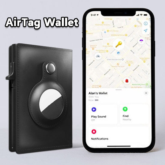 AirTag Wallet Anti Theft Bullet Card Bag Multi-functional Rfid Card Holder Men's Leather Slim Wallets For Airtag Air Tag A&S Collection