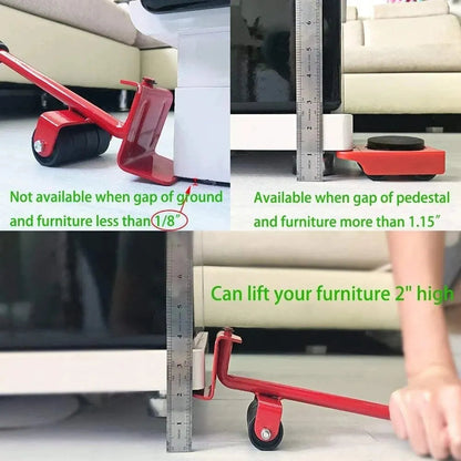 15PCS Furniture Moving Transport Roller Set Removal Lifting Moving Tool Set Wheel Bar Mover Moving Heavy Stuffs Device Hand Tool A&S Collection