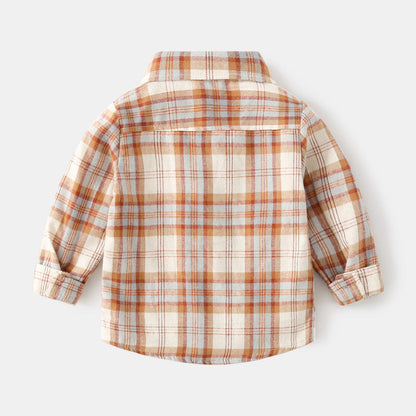 Stylish Korean plaid shirt for boys, perfect for a trendy and casual autumn look. A&S Collection
