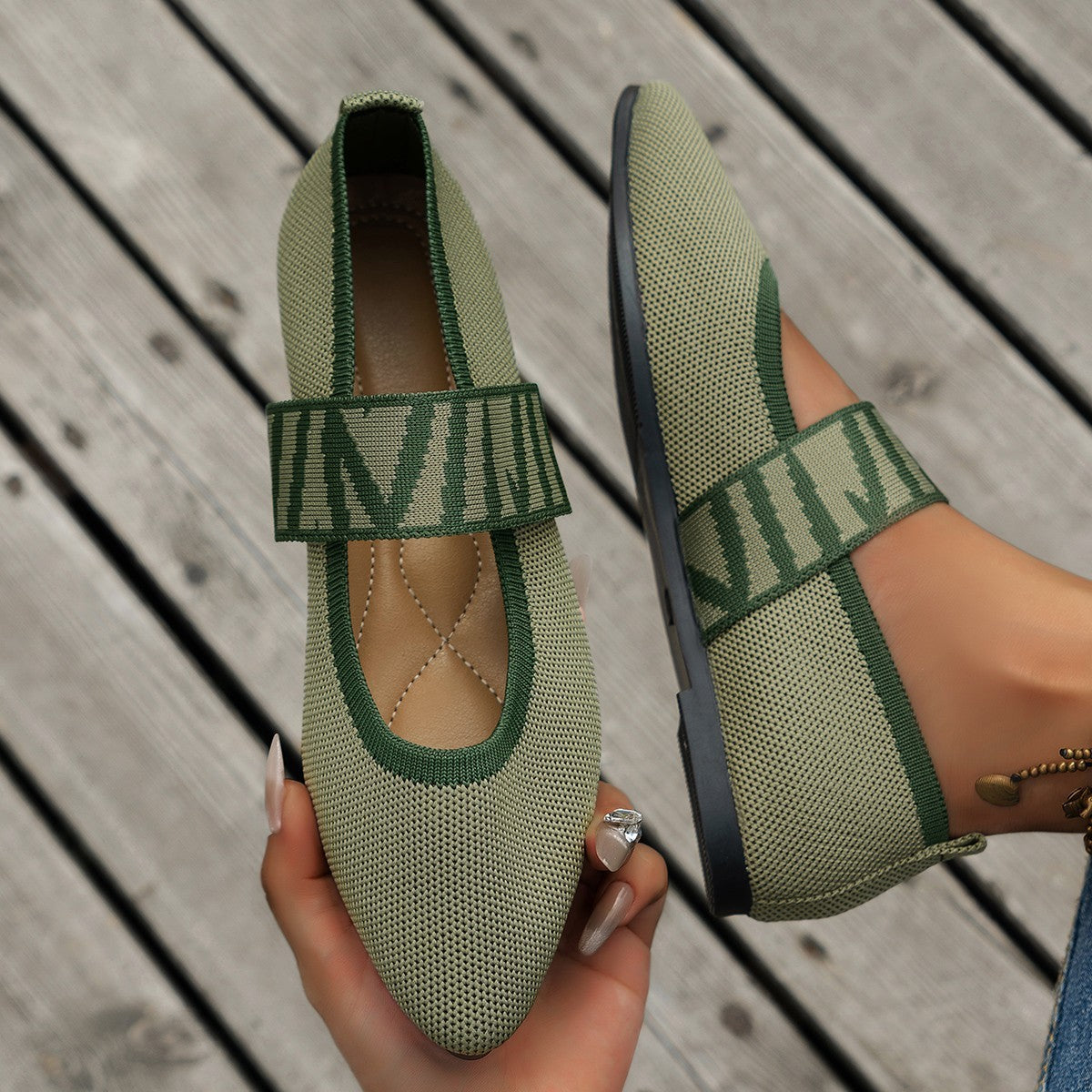 Striped Flats Shoes Fashion Casual Pointed Toe Loafers Lazy Shoes For Women A&S Collection
