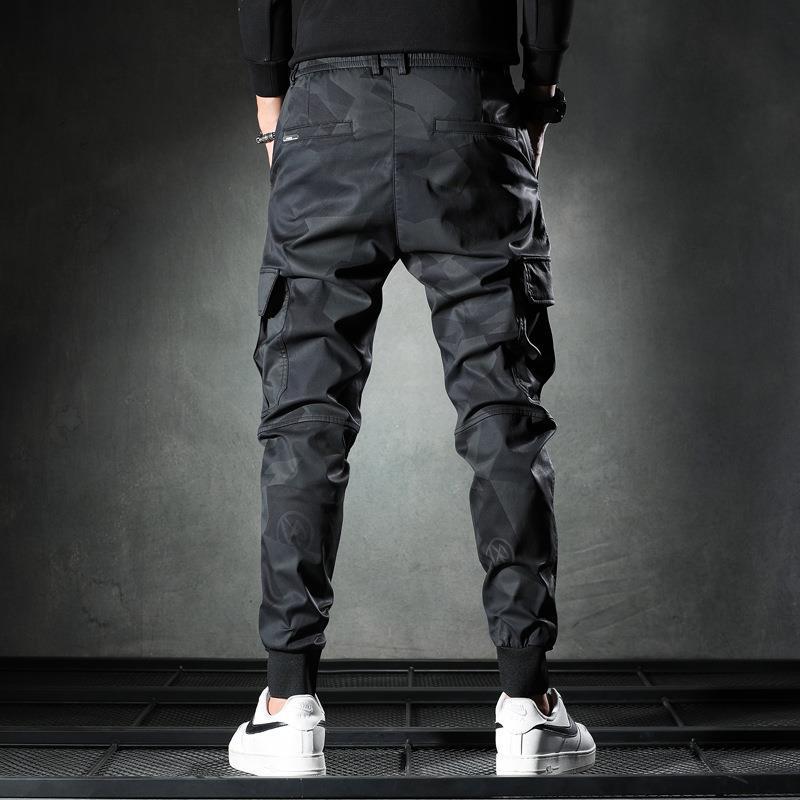 Spring/summer thin camouflage casual pants men's fashion brand new slim-fit elastic waist corset cargo long pants A&S Collection