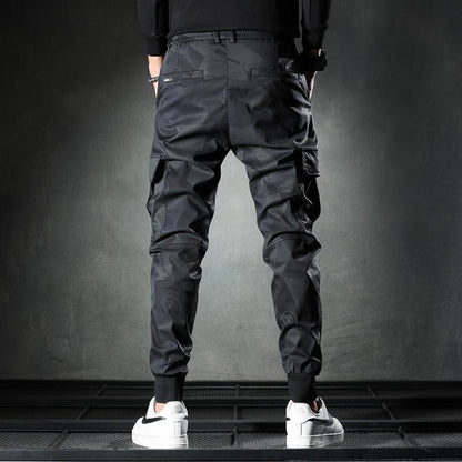 Spring/summer thin camouflage casual pants men's fashion brand new slim-fit elastic waist corset cargo long pants A&S Collection