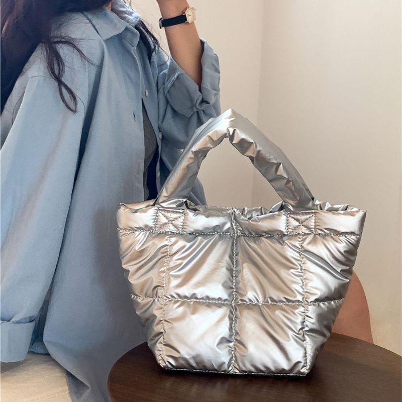 PU soft puffer bag for women: large capacity, autumn/winter, new commuter handbag, padded cloud design. A&S Collection