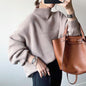 Trendy autumn high-neck striped knitwear, slimming and stylish for a chic look. A&S Collection
