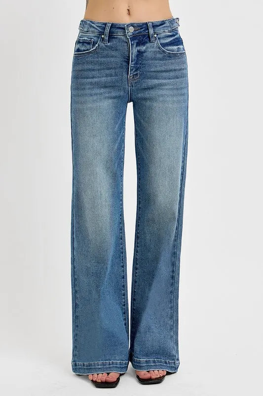 RISEN Full Size Tummy Control High Rise Wide Adjustable Waist Band Jeans Plus Size.