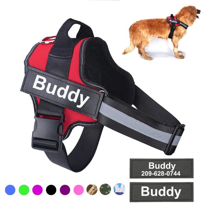 Personalized Dog Harness NO PULL Reflective Breathable Adjustable Pet Harness Vest For Small Large Dog Custom Patch Pet Supplies A&S Collection