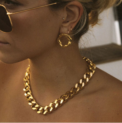 L158 Thick Curb chain 15mm choker Blogger Punk Jewelry Gold Plated stainless Steel Cuban Chain Necklace for women A&S Collection