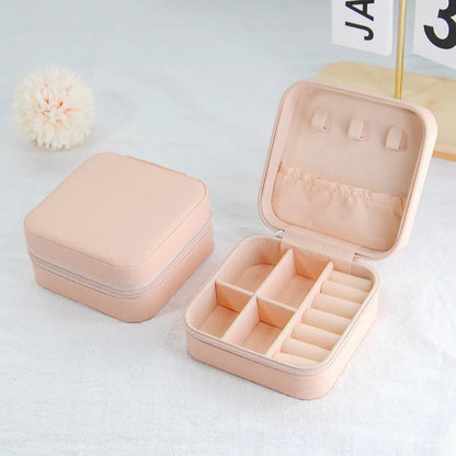 1PC Jewelry Organizer Display Travel Jewelry Zipper Case Boxes Earrings Necklace Ring Portable Jewelry Box Leather Storage A&S Collection