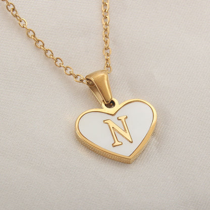 26 Letter Heart-shaped Necklace White Shell Love Clavicle Chain Fashion Personalized Necklace For Women Jewelry Valentine's Day A&S Collection