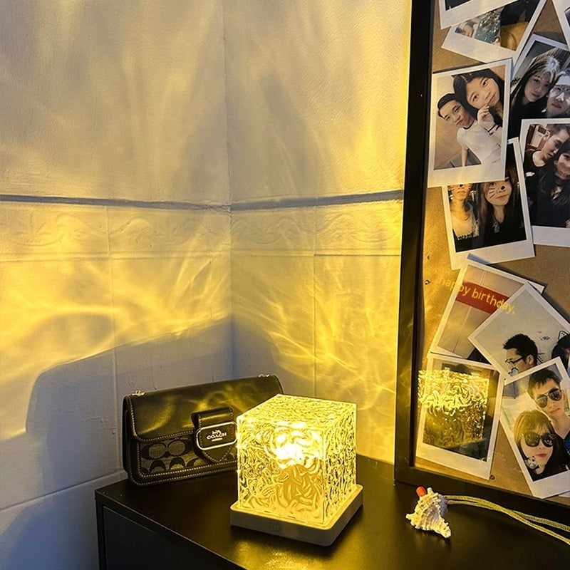 LED Water Ripple Ambient Night Light USB Rotating Projection Crystal Table Lamp RGB Dimmable Home Decoration 16 Color Gifts A&S Collection