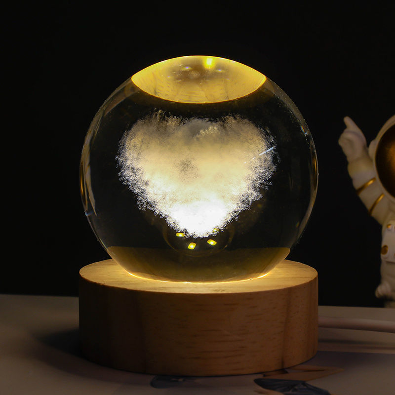 Luminous Starry Sky And Planets Moon Moon Crystal Ball Small Night Lamp Projection Ambience Light Creative Gift New Strange Gift A&S Collection