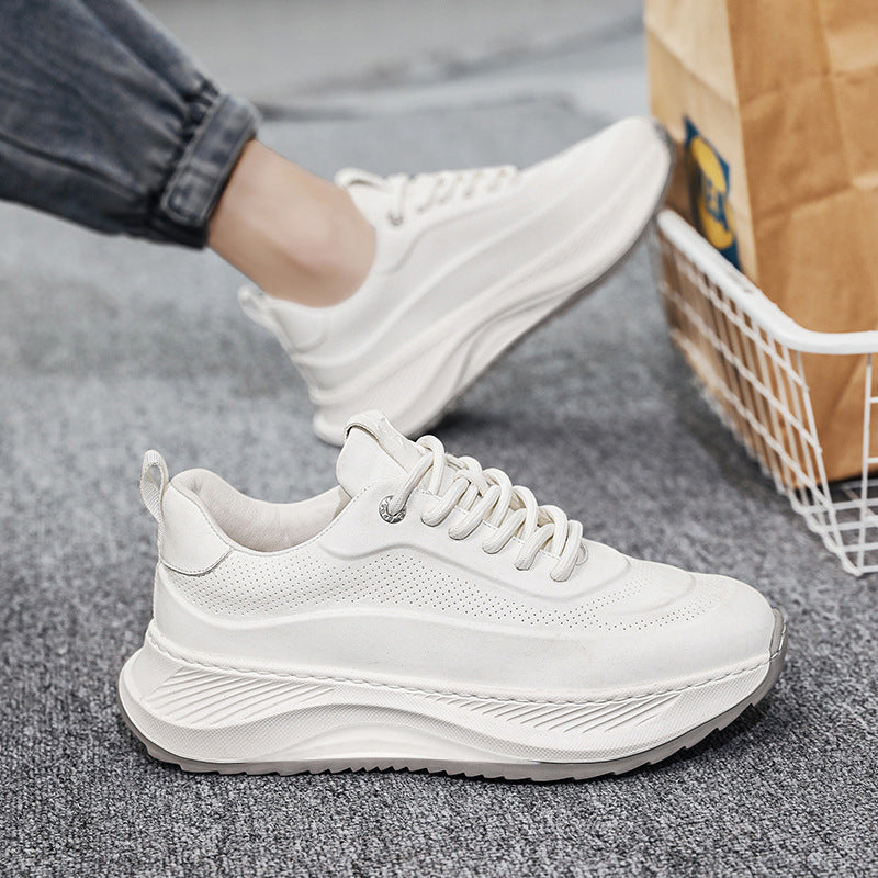 Trendy Thick-Soled Men's Sneakers: Breathable Lace-Up Dad Shoes for Casual Comfort A&S Collection
