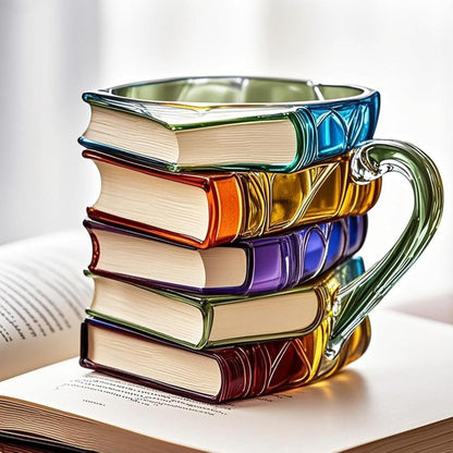 Painted Book Coffee Cup Unique Book Stacking Coffee Cup.