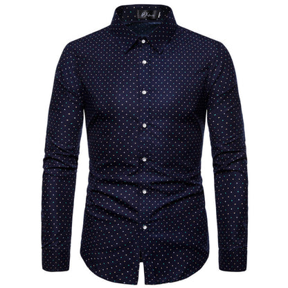 Men's printed long-sleeved shirts sell well Business polka dot long-sleeved shirts Wish slim shirt men A&S Collection