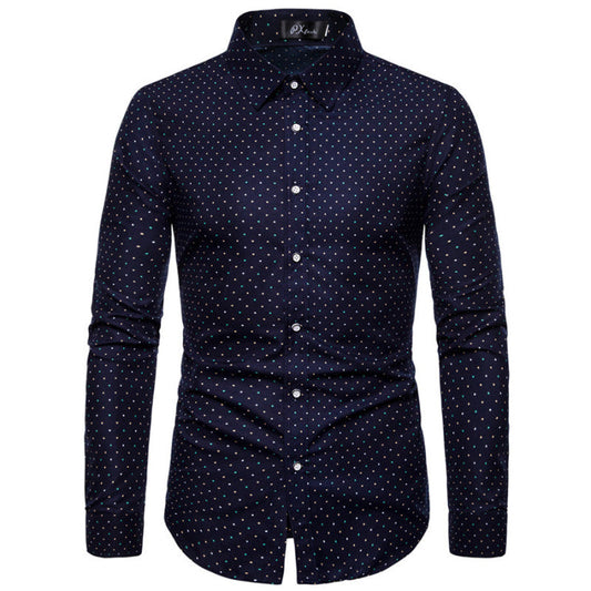 Men's printed long-sleeved shirts sell well Business polka dot long-sleeved shirts Wish slim shirt men A&S Collection