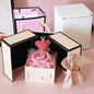 Charming Double Door Bear Rose Jewelry Box: Elegant Eternal Flower Design A&S Collection