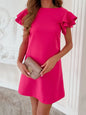 Ruffled Layered Short Sleeve Mini Dress.