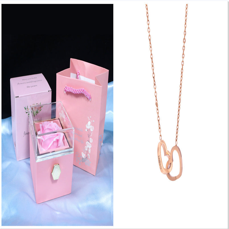 Rotating Soap Flower Rose Gift Box Creative Rotating Rose Jewelry Packaging Box Valentine's Day Gift For Women A&S Collection