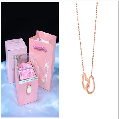 Rotating Soap Flower Rose Gift Box Creative Rotating Rose Jewelry Packaging Box Valentine's Day Gift For Women A&S Collection