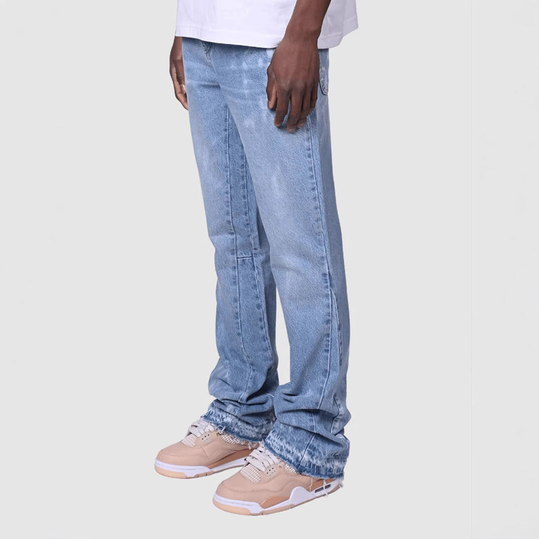Men's Fashion Stretch Embroidery Straight-leg Denim Straight-leg Pants A&S Collection