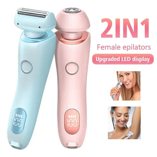 2 In 1 Hair Removal Epilator USB Rechargeable Trimmer Women Body Razor Face Leg Armpit Bikini Hand Pubic Shaver Hair Remover A&S Collection