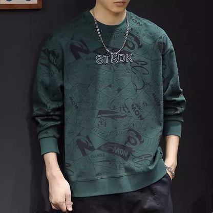 Round Neck Print Sweatshirt Long Sleeve Men's A&S Collection