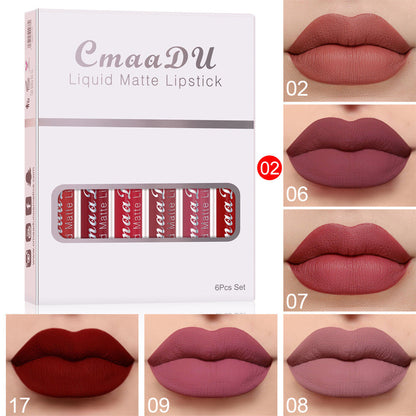 6 Boxes Of Matte Non-stick Cup Waterproof Lipstick Long Lasting Lip Gloss A&S Collection