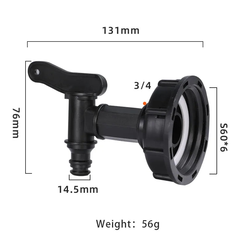 S60x6 Coarse Thread IBC Tank Tap Connecter X 1/2'' 3/4'' Water Coupling Adapter 1000L Garden Home Replacement Valve Fitting A&S Collection