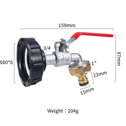 S60x6 Coarse Thread IBC Tank Tap Connecter X 1/2'' 3/4'' Water Coupling Adapter 1000L Garden Home Replacement Valve Fitting A&S Collection